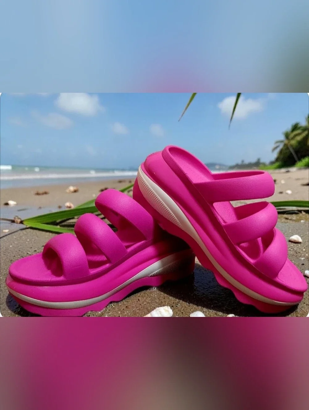 💗 Crocs MEGA CRUSH Triple Band Slide Sandals - Pink Crush NWOT - Picture 2 of 14
